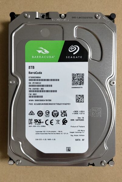 セール ほぼ新品 Seagate BarraCuda 内蔵HDD SATA3 8TB