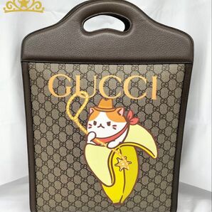 GUCCI × ばなにゃ GGスプリーム トートバッグ レディース ハンドバッグ グッチ ブラウン