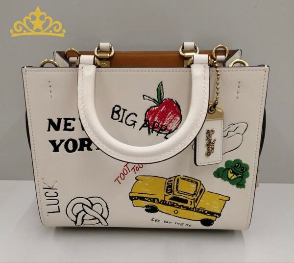 COACH レザー ローグバッグ25 スケッチプリント 2way ショルダーバッグ レディース コーチ 肩掛け