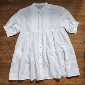 C2 フェブラリー プリーツフレアー 半袖チュニック Lサイズ