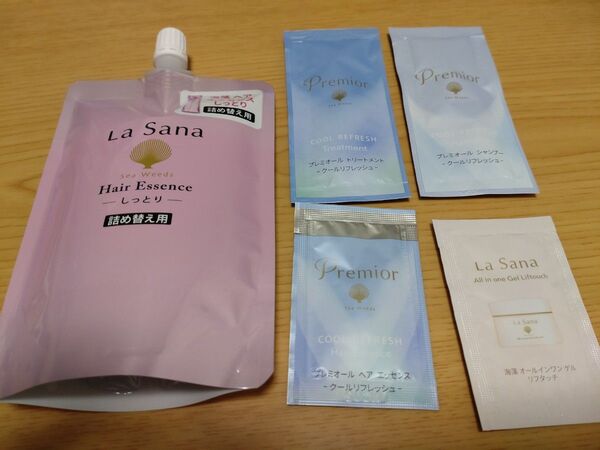 ラサーナ La Sana 海藻 ヘアエッセンス しっとり 詰め替え用 140ml 無香料 サンプルおまけ付き