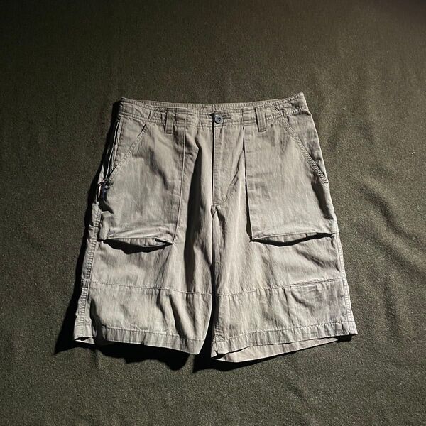 90s OLD GAP コットン ナイロン ワイド ベイカーショーツ S カーキ