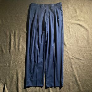 90s イタリア製 2タック ワイド スラックス ネイビー