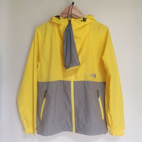 【美品 W's S】THE NORTH FACE コンパクトジャケット 黄×灰