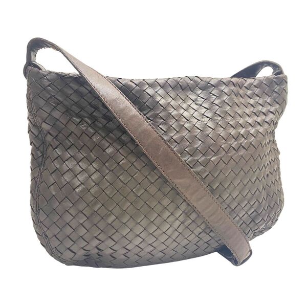 ボッテガヴェネタ イントレチャートさショルダーバッグ ブラウン レザー bottega veneta