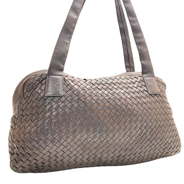 ボッテガヴェネタ ハンドバッグ イントレチャート ミニボストン ブラウン レザー bottega veneta