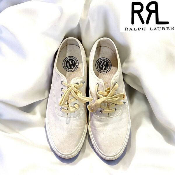 【美品】RRL ダブルアールエル キャンバス スニーカー 白 ホワイト