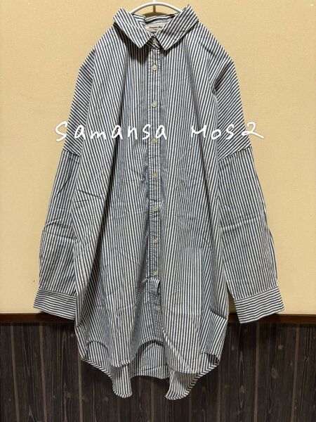 Samansa Mos2 サマンサモスモス sm2 シャツ ブラウス ストライプ トップス チュニック ワンピース 長袖