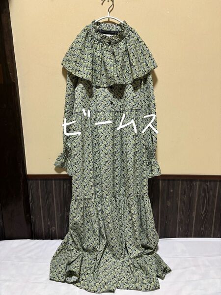 B:MING LIFE STORE by BEAMS ティアード ロング ワンピース sizeM 長袖 総柄