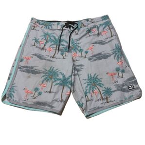 Billabong フラミンゴ柄 ボードショーツ グレー メンズ