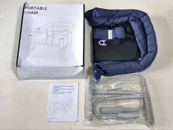 未使用 Portable chair 赤ちゃん テーブルチェア(収納袋付き)ネイビー ベビーチェア 育児用品 離乳食