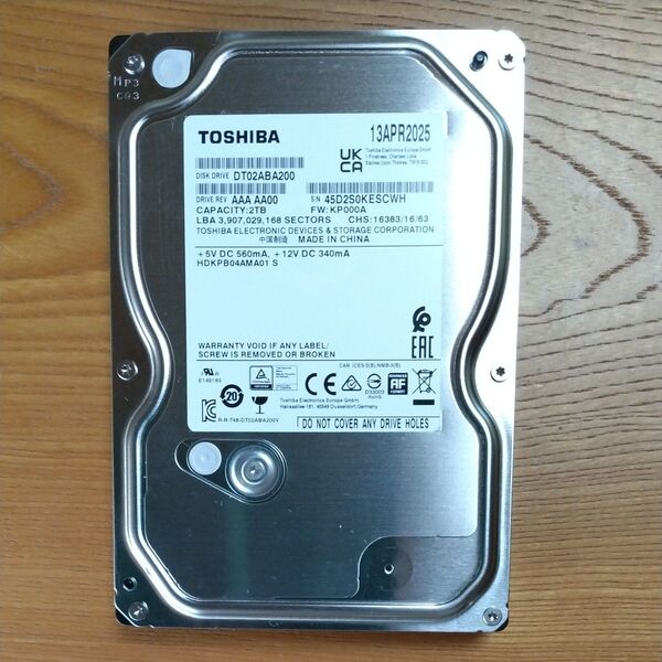 3.5インチHDD2TB TOSHIBA