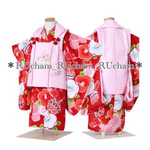 新品【赤×ピンク】京都 花ひめ 七五三 着物 被布 フルセット 3歳