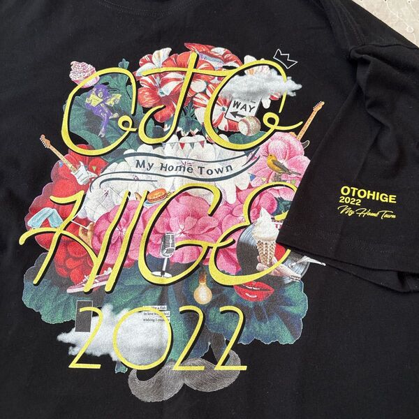 【未使用】【美品】音髭 音楽と髭たち 2022 Tシャツ ライブTシャツ XL ブラック Tシャツ バンド