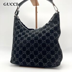 【美品】GUCCI グッチ ワンショルダーバッグ ボーボー GG柄 ブラック 黒 スエード ベロア 総柄 高級アイテム ブランド