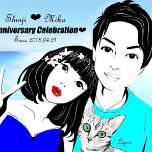 オシャレなアート風似顔絵★修正回数無制限★データ贈呈★衣装・ポーズ指定無料 ★