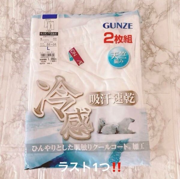 Lサイズ 2枚組 GUNZE グンゼ 冷感 半ズボン下 前あき 股引き ズボン下 紳士 インナー ホワイト 肌着 イオン 白