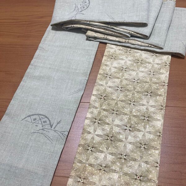 兵児帯 さんび小千谷とサマーウール 芯なし 柔らか半幅帯 ハンドメイド