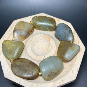本物!和田玉原石ブレスレット★難あり特価品★証明書つき01
