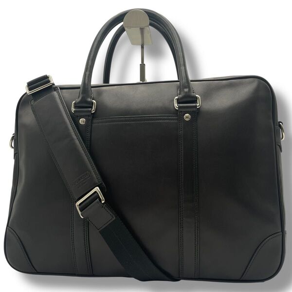 【美品】A4収納可 COACH コーチ 2way ビジネスバッグ オールレザー 本革 斜め掛け ショルダー 肩掛け 通勤 PC収納