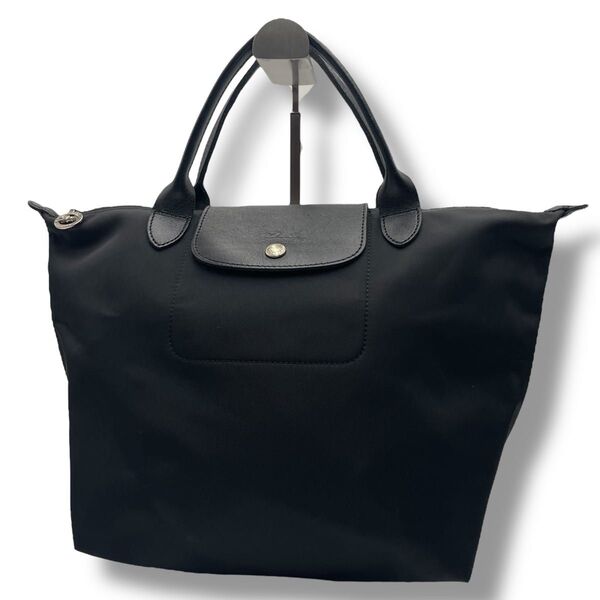 【美品】人気 LONGCHAMP ロンシャン プリアージュ ミニトート ハンドバッグ ナイロン×レザー 軽量 ブラック 黒