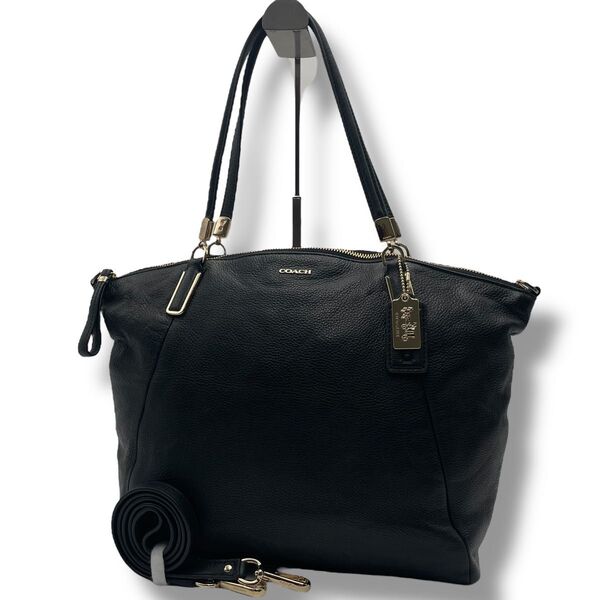 【美品】A4可 COACH コーチ 2way トート ショルダーバッグ オールレザー 本革 肩掛け 斜め掛け ビジネス 通勤通学