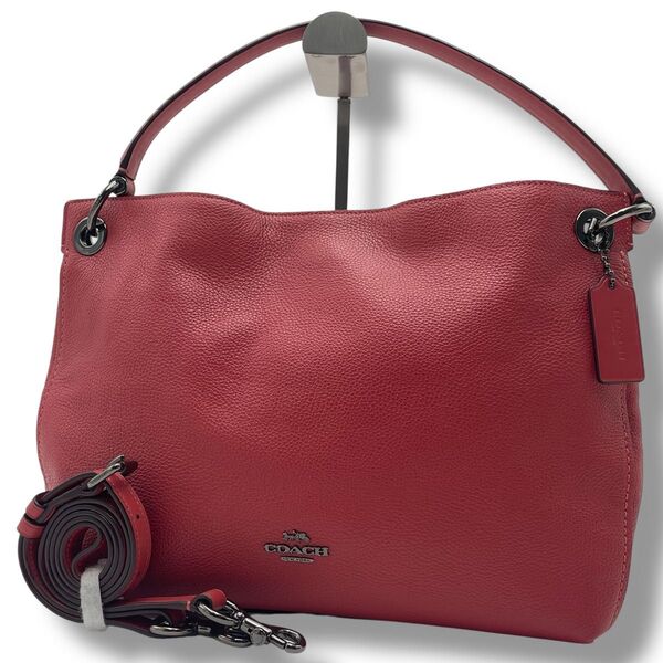 【美品】A4収納可 COACH コーチ 2way ショルダーバッグ オールレザー 本革 肩掛け 斜め掛け 大容量 ワンショルダー