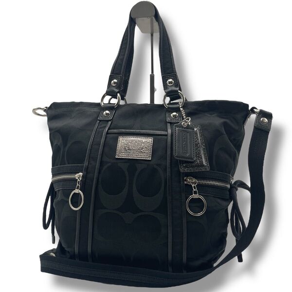 【美品】A4収納可 COACH コーチ ポピー 2way トート ショルダーバッグ 斜め掛け マザーズバッグ ハンドバッグ 大容量