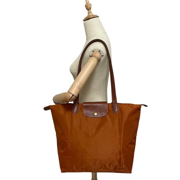 【良品】大容量 Longchamp ロンシャン プリアージュL トートバッグ ナイロン×レザー 肩掛け A4可 男女兼用 メンズ