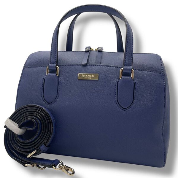 【美品】kate spade ケイトスペード 2way ミニボストン ショルダーバッグ レザー 斜め掛け ハンドバッグ ロゴ