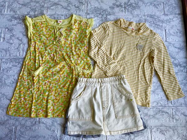 ニットプランナー kp 子供服 女の子 3点セット 長袖トップス ワンピース スカート 100cm