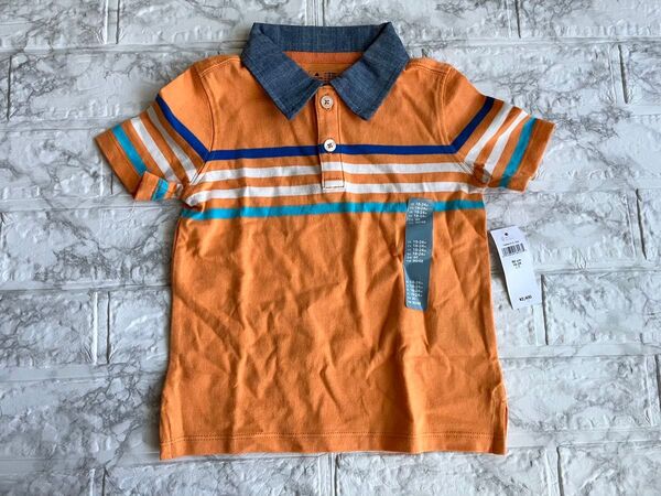 新品タグ付き babyGap ベビーギャップ キッズ ポロシャツ 半袖Tシャツオレンジ ストライプ 90 24m 新品