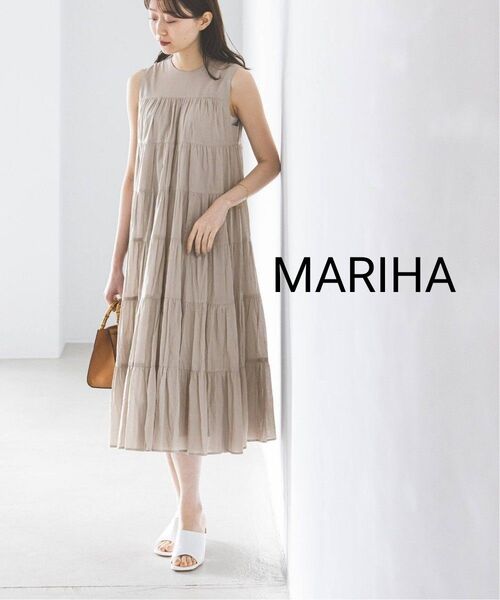 MARIHA ミューズのドレス ショート ノーブル Noble ベージュ グレージュ 36 ティアード ノースリーブ ワンピース