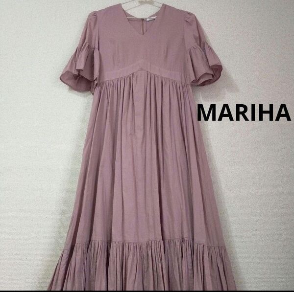 MARIHA すずらんのドレス ピンク 36 フレアスリーブ サマードレス マリハ スズラン 鈴蘭 ふんわりワンピース 綿100