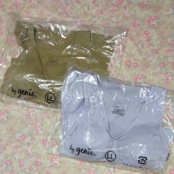 ジニエ タンクトップ LL By genie カップ入りブラタンクトップ 2枚セット