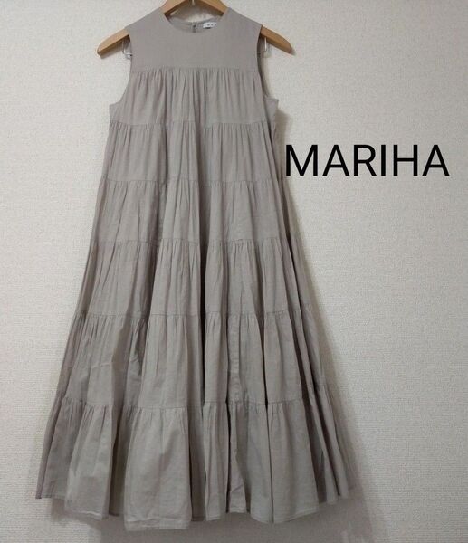 MARIHA ミューズのドレス ショート ノースリーブ ワンピース マリハ コットン 薄ベージュ 36