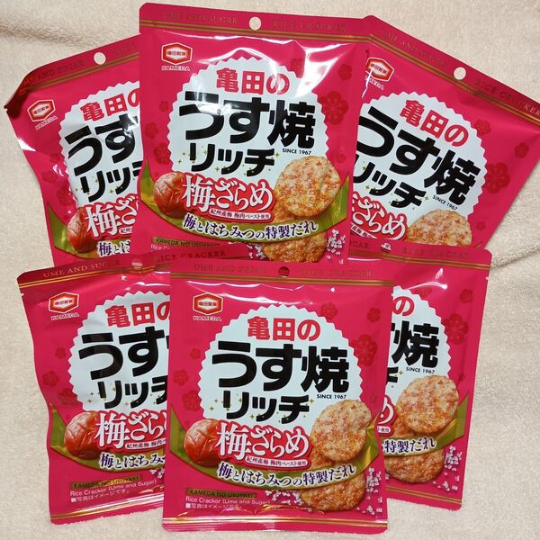 亀田のうす焼リッチ 梅ざらめ 27g × 6袋 紀州産梅 梅肉ペースト使用 亀田製菓 せんべい 煎餅 はちみつ