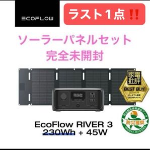 EcoFlow ポータブル電源 ソーラーパネル セット RIVER 3 230Wh+45W ソーラーパネル Type-C
