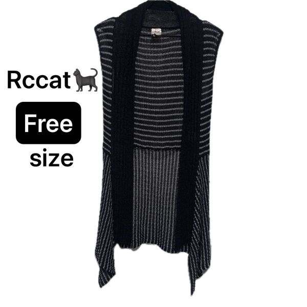 Rccat サマーニットベスト ベスト ブラック カーディガン ジレ トップス ニットフリーサイズ