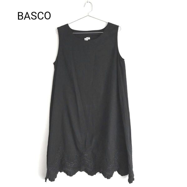 BASCO カットワーク刺繍レースドレス ロングワンピース ブラック