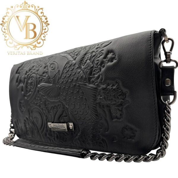 【極美品・限定品】Jean Paul Gaultier ジャンポールゴルチエ 和柄エンボス加工 ショルダーバッグ 黒 男女兼用