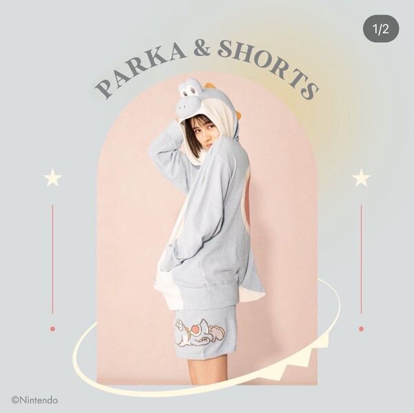 【ジェラートピケ】ヨッシー パーカー&ショートパンツ セット ブルー