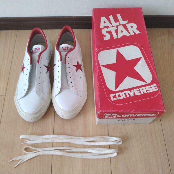 【赤箱】デッドストック ワンスター ローカット レザー 白×赤 ホワイト レッド one star all star 日本製