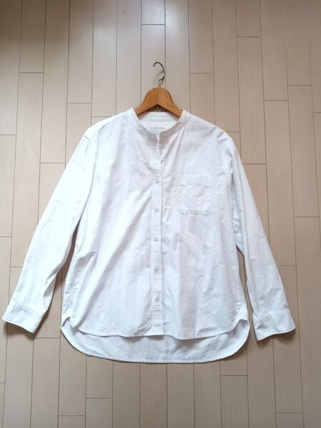 無印良品 スタンドカラー 長袖シャツ Lサイズ 長袖 シャツ ホワイト コットン 無印 綿100%