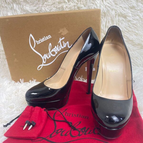 良品 クリスチャンルブタン ハイヒール パンプス エナメル 36 23cm 黒 ブラック Christian Louboutin