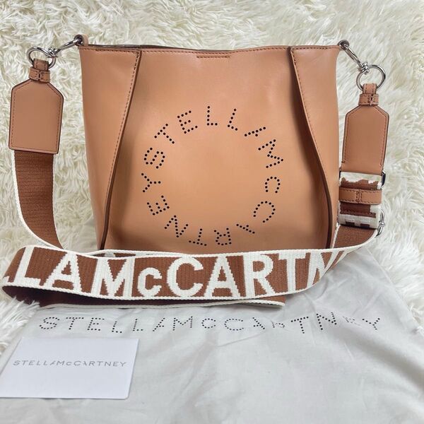 未使用級 ステラマッカートニー ショルダーバッグ サークルロゴ レザー ブラウン STELLA McCARTNEY レディース
