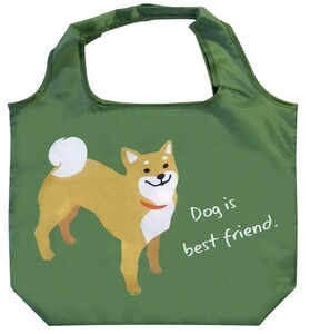 エコバッグ♪ 折りたたみショッピングバッグ 柴犬♪しば犬 カーキ