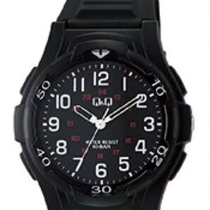 新品未使用シチズン CITIZEN クオーツQ&Q10気圧防水 ブラック文字盤 ラバーベルト メンズV31A-009VK