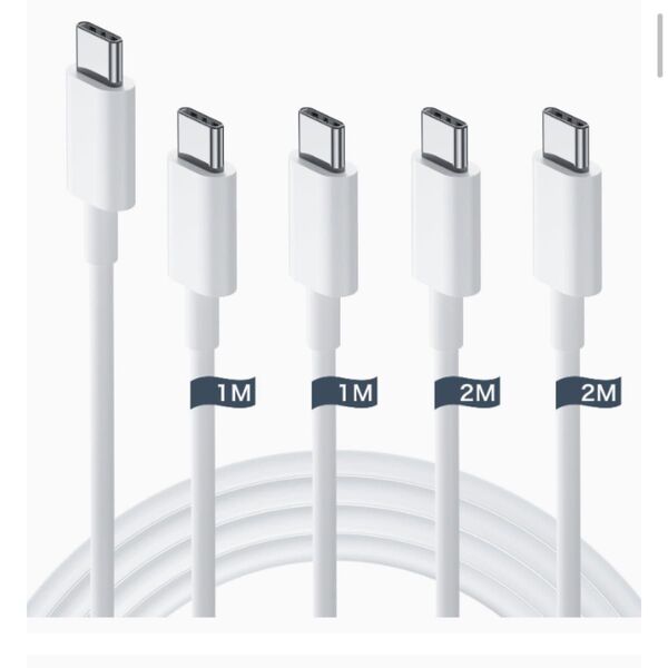 USB C ケーブル タイプc ケーブル【1M/1M/2M/2M 4本】 USB-C & PD対応 シリコン素材採用 60W超急速