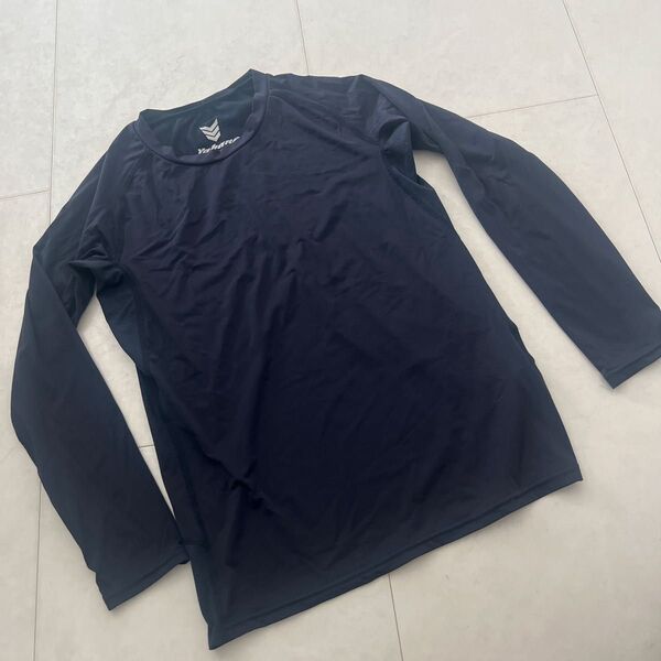 ヤバネYABANE キッズ 野球 アンダーシャツ ジュニア 冷感ストレッチ丸首長袖Tシャツ YA2ABJ04 紺色ネイビー 160